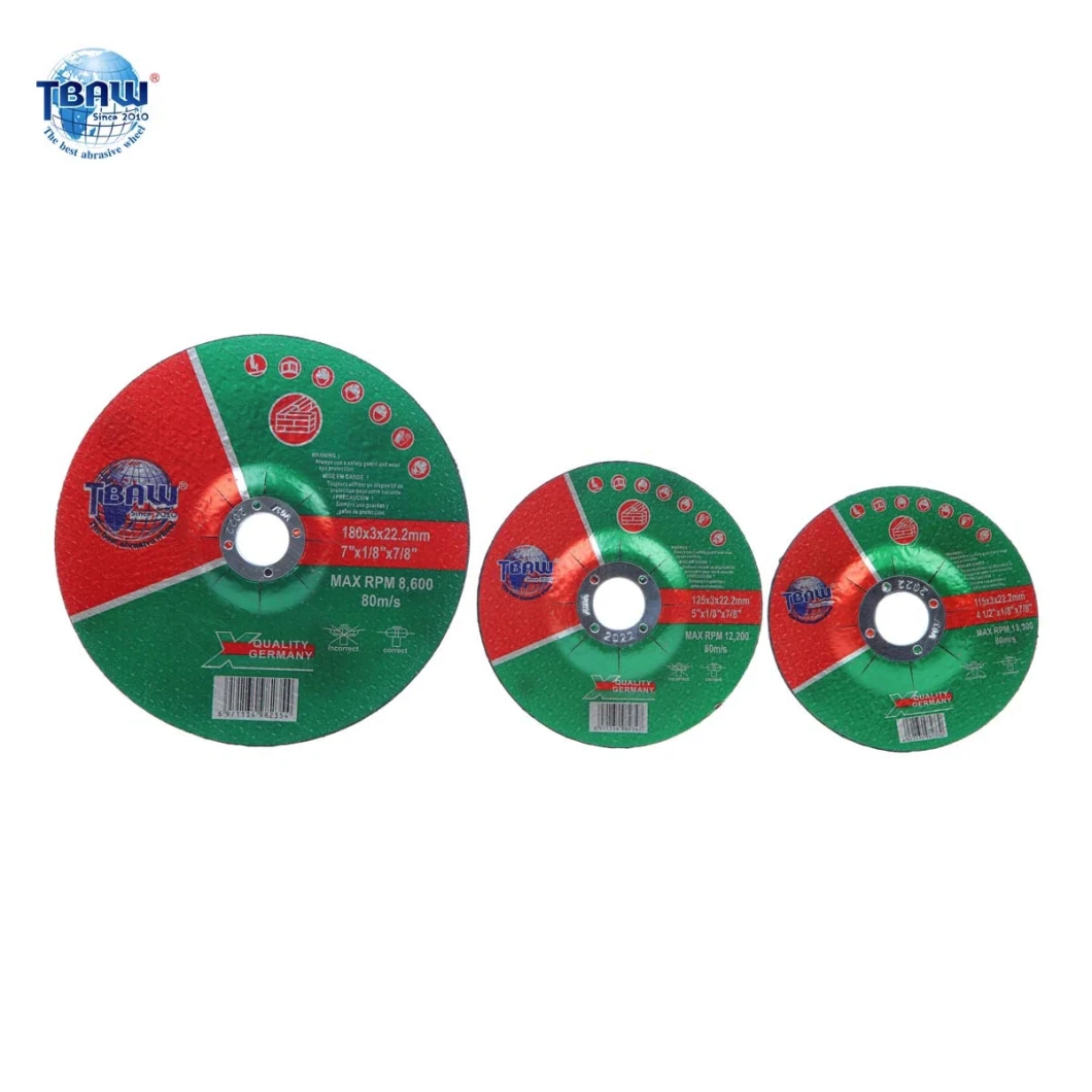 4/4.5/5/6/7/9inch Thickness 1/8inch T42 Depressed Center Abrasive Flexible Cut off Polishing Disc Cutting and Grinding Wheel